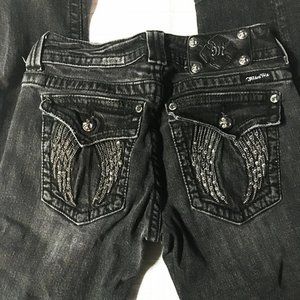 Miss Me Black Angel Wings Rhinestone Skinny Jeans